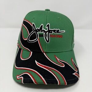 John Force Racing Hat Cap Strap Back Mens One Size Green NHRA Racing Main Gate